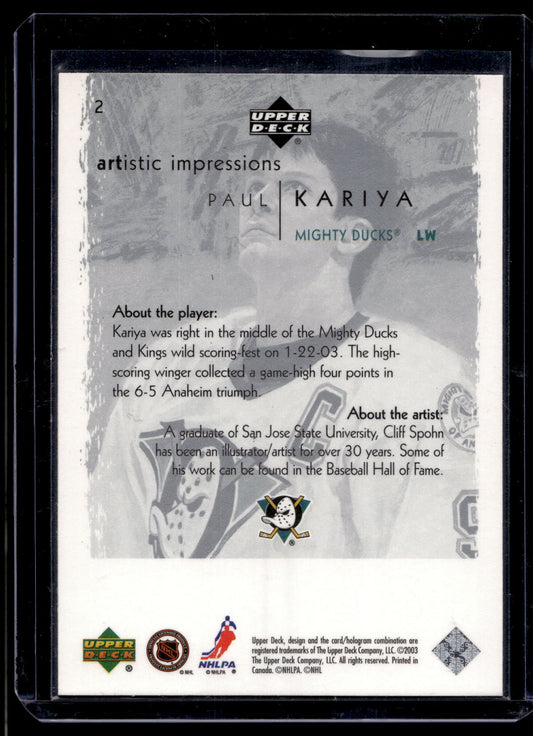 2002-03 Upper Deck Artistic Impressions - Paul Kariya #2