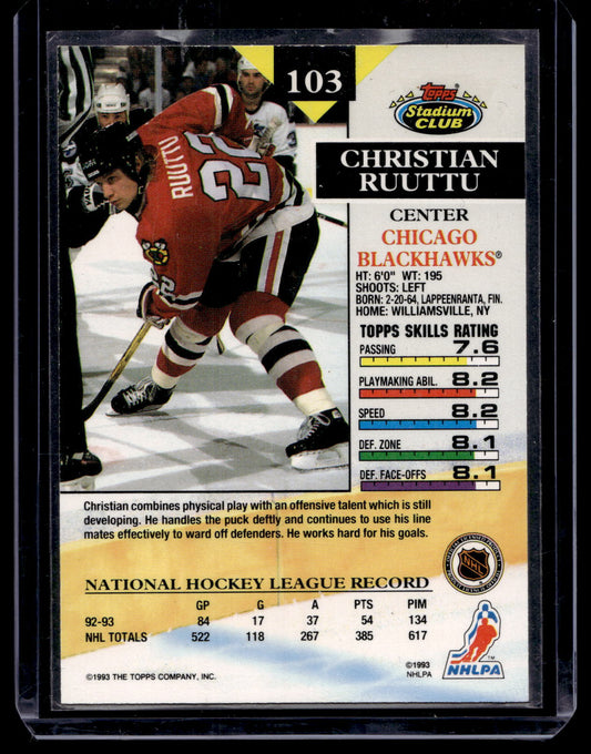 1993-94 Topps Stadium Club - Members Only - Christian Ruuttu #103