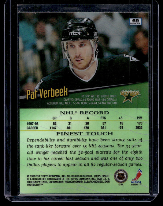 1998-99 Topps Finest - No-Protector Refractor - Pat Verbeek #69