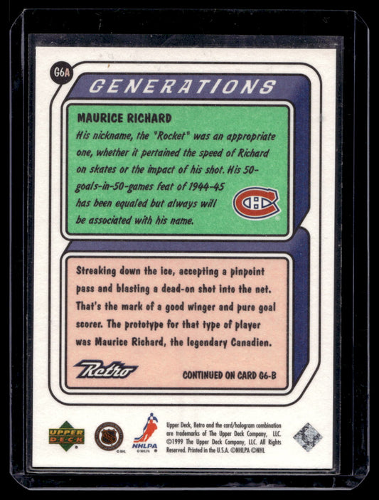 1999-00 Upper Deck Retro - Generations - Maurice Richard #G6A