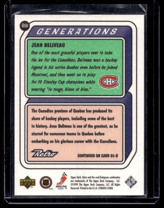 1999-00 Upper Deck Retro - Generations - Jean Beliveau #G5A