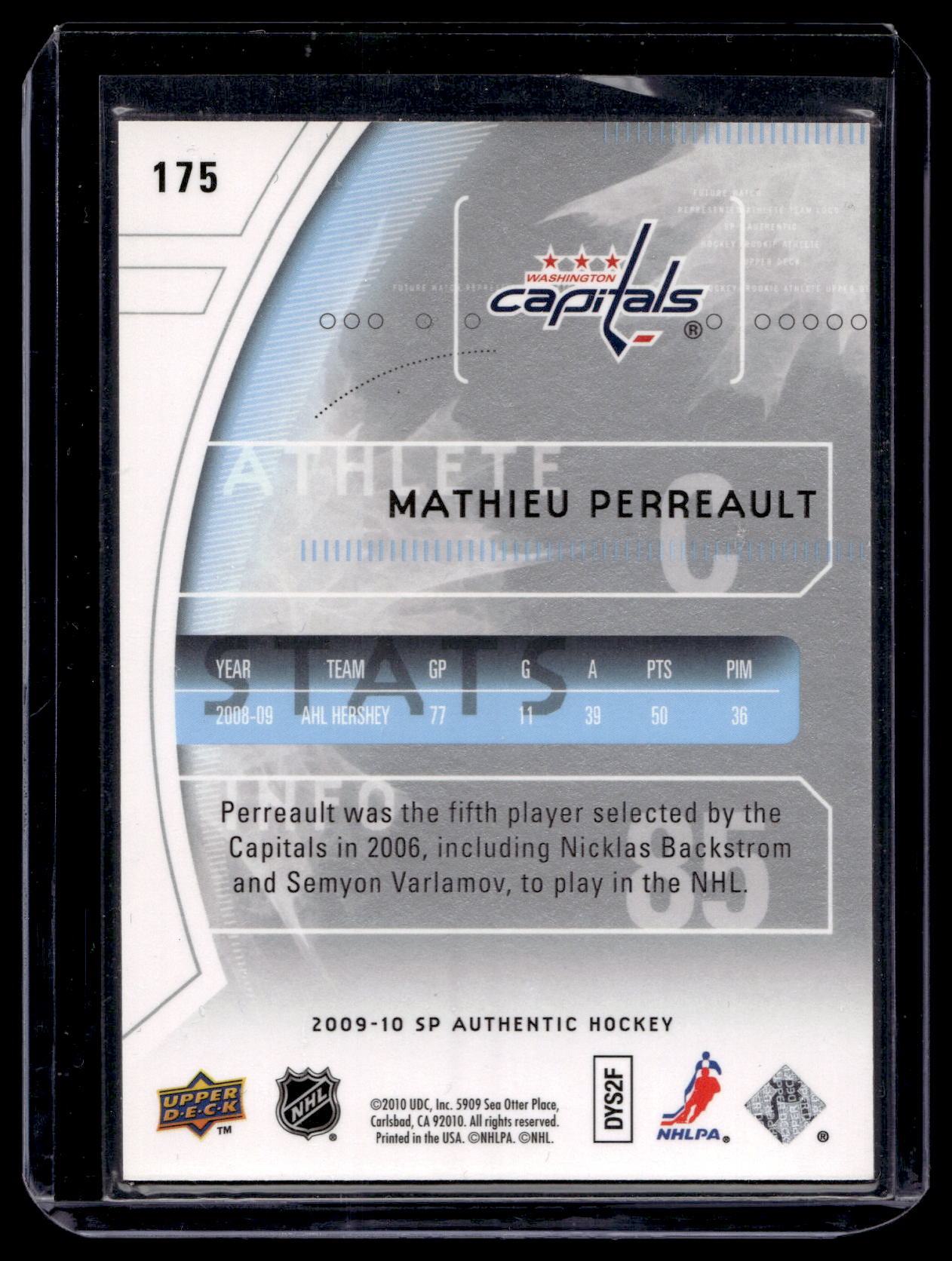 2009-10 Upper Deck SP Authentic - Future Watch - Mathieu Perreault #175 /999 RC