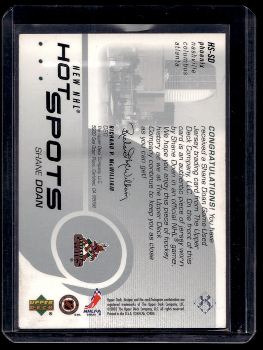 2002-03 Upper Deck - Hot Spots - Shane Doan #HS-SD