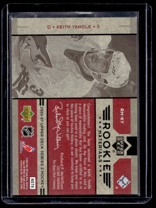 2006-07 Upper Deck - Rookie Materials - Keith Yandle #RM-KY RY