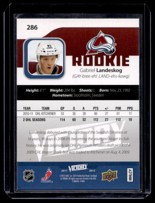 2011-12 Upper Deck Victory - Rookie - Gabriel Landeskog #286 RY
