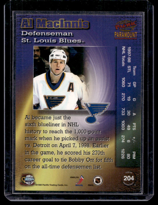 1998-99 Pacific Paramount - Ice Blue - Al Macinnis #204