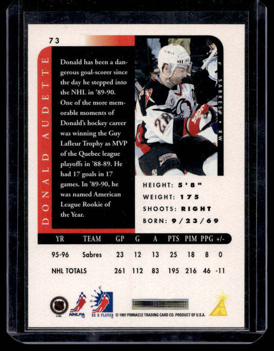 1996-97 Pinnacle Be A Player - Autographs - Donald Audette #73