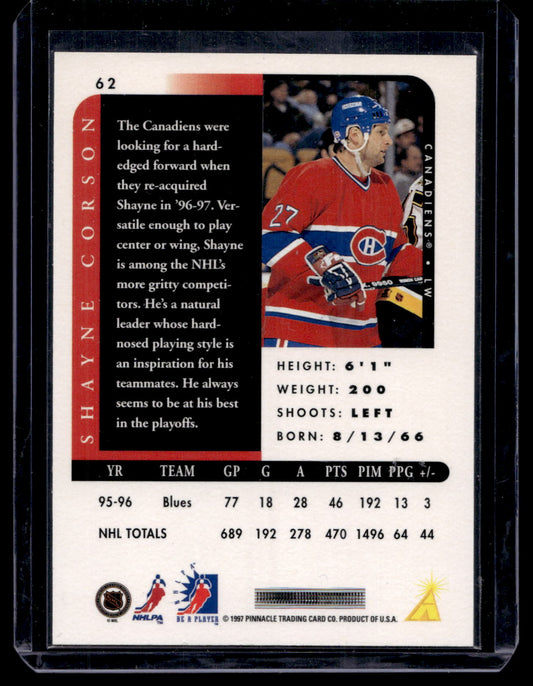 1996-97 Pinnacle Be A Player - Autographs - Shayne Corson #62
