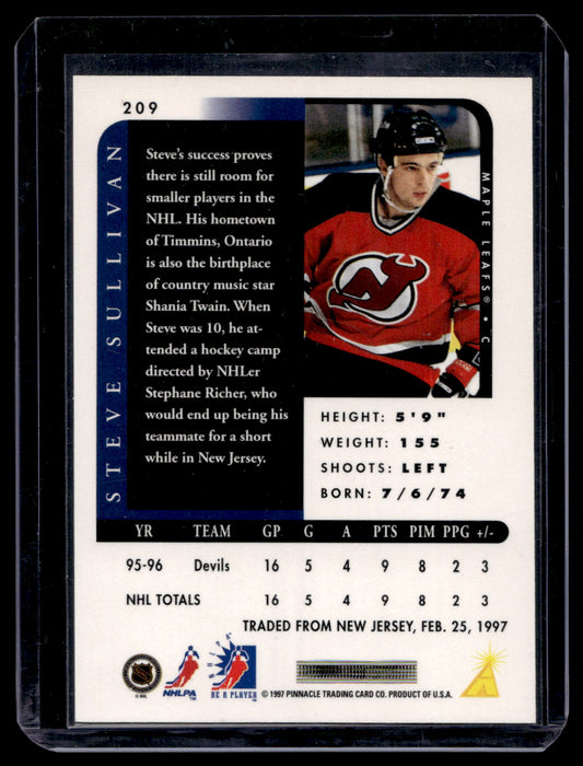 1996-97 Pinnacle Be A Player - Autographs - Steve Sullivan #209 RC