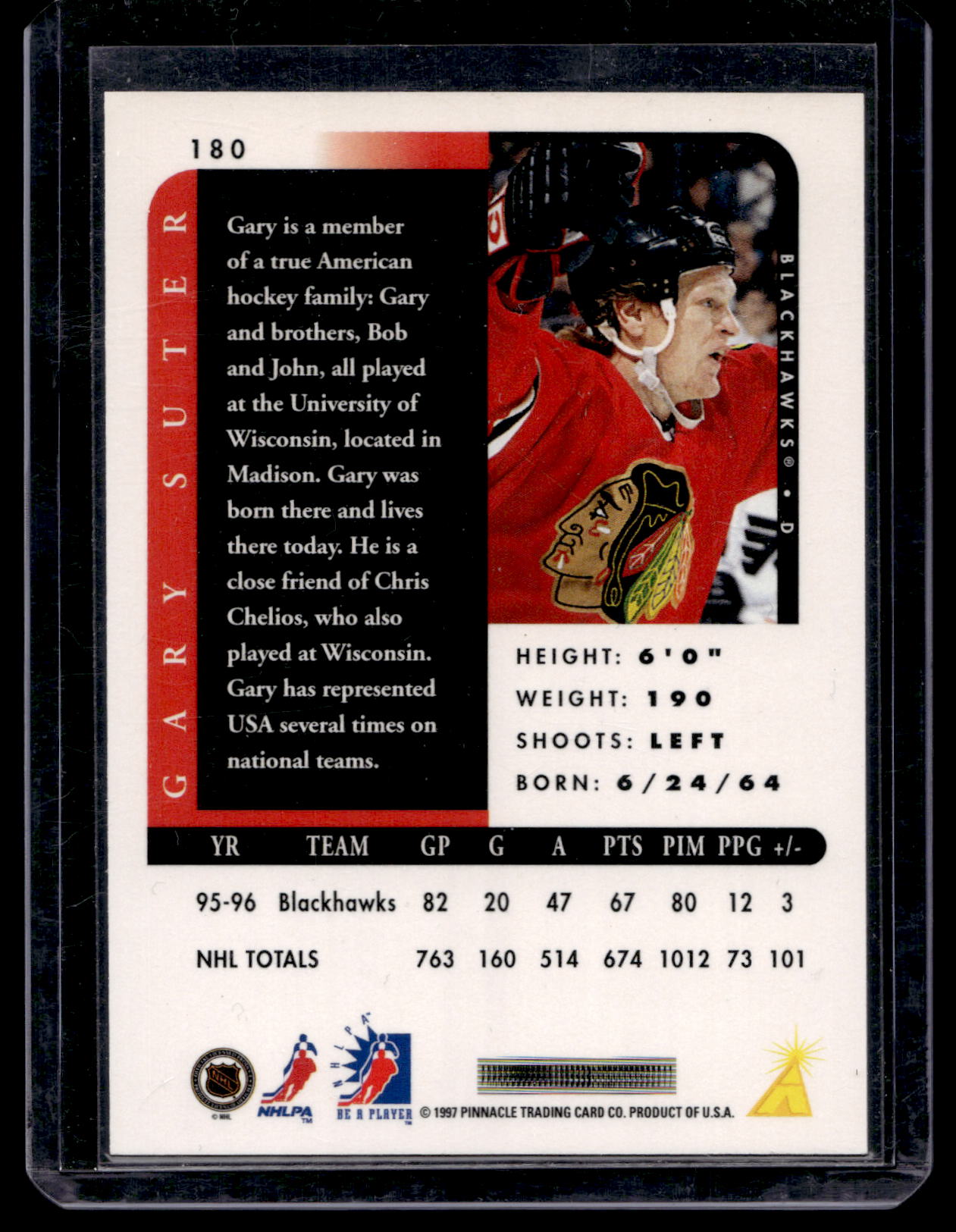 1996-97 Pinnacle Be A Player - Autographs - Gary Suter #180