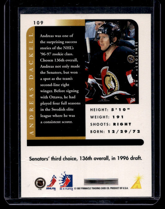 1996-97 Pinnacle Be A Player - Autographs - Andreas Dackell #109 RC