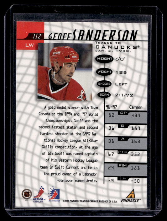 1997-98 Pinnacle Be A Player - Autographs - Geoff Sandersson #112
