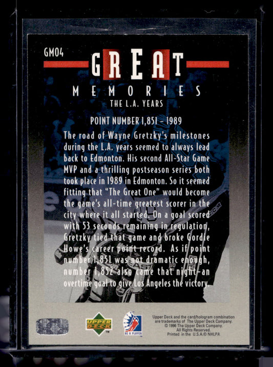 1995-96 Upper Deck Be a Player - Great Memories - Wayne Gretzky #GM04