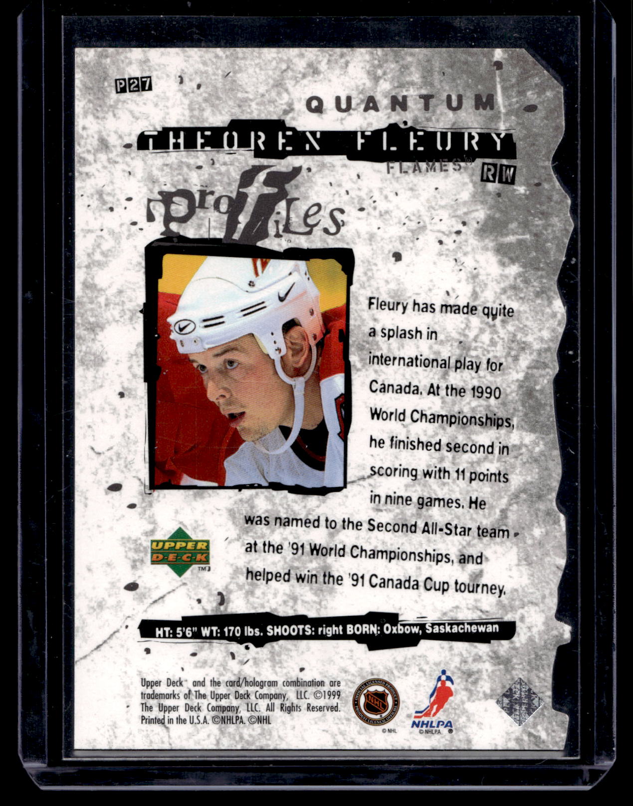 1998-99 Upper Deck - Profiles - Die-Cut Quantum - Theoren Fleury #P27 /1500
