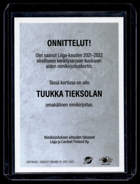 2021-22 Cardset Signature Limited Edition - Tuukka Tieksola /25
