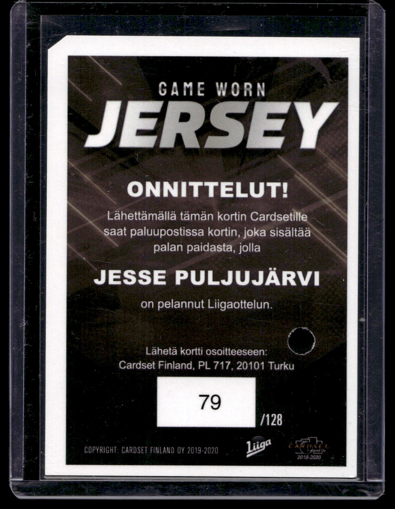 2019-20 Cardset - Game Worn Jersey - Jesse Puljujarvi /128
