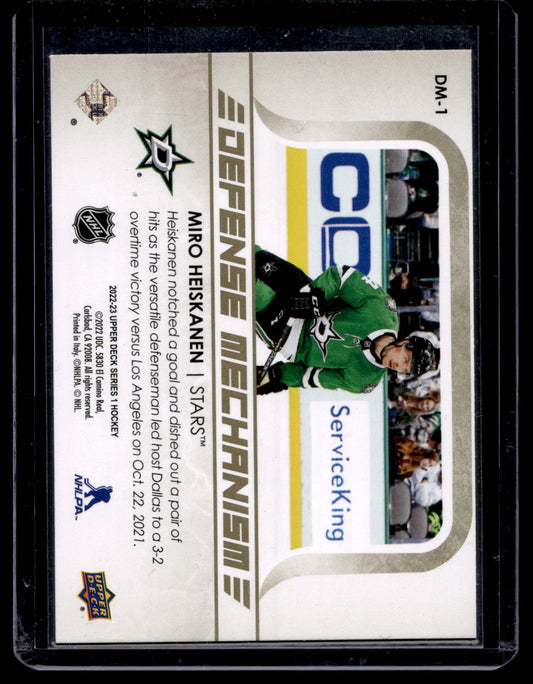 2022-23 Upper Deck Series 1 - Defense Mechanism - Gold - Miro Heiskanen #DM-1