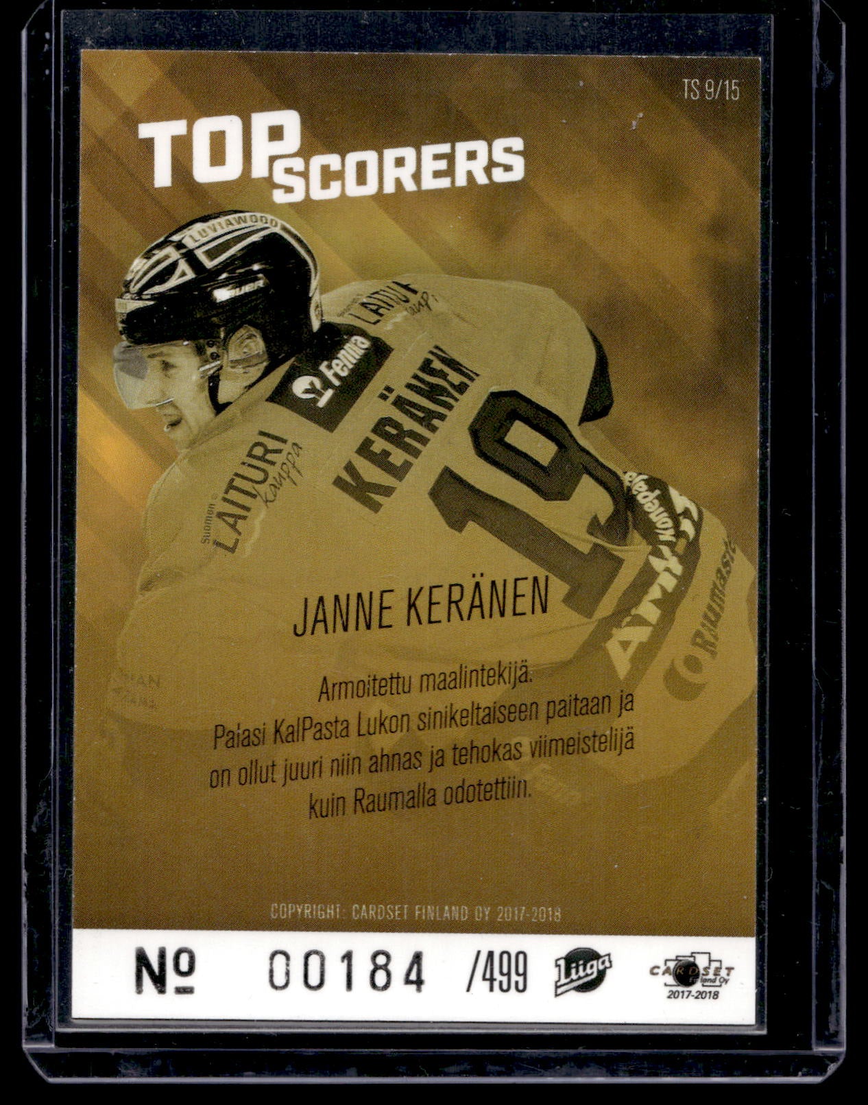 2017-18 Cardset - Top Scorers - Top Scorers Silver - Janne Keränen #TS9 /499