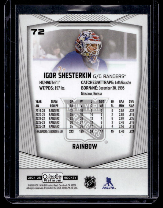 2024-25 Upper Deck OPC Platinum - Rainbow - Igor Shesterkin #72