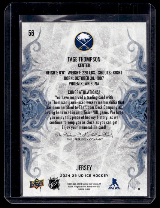 2024-25 Upper Deck Ice - Blue Jersey - Tage Thompson #56