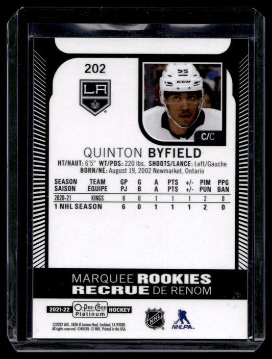 2021-22 Upper Deck OPC Platinum - Marquee Rookies - Quinton Byfield #202 RC