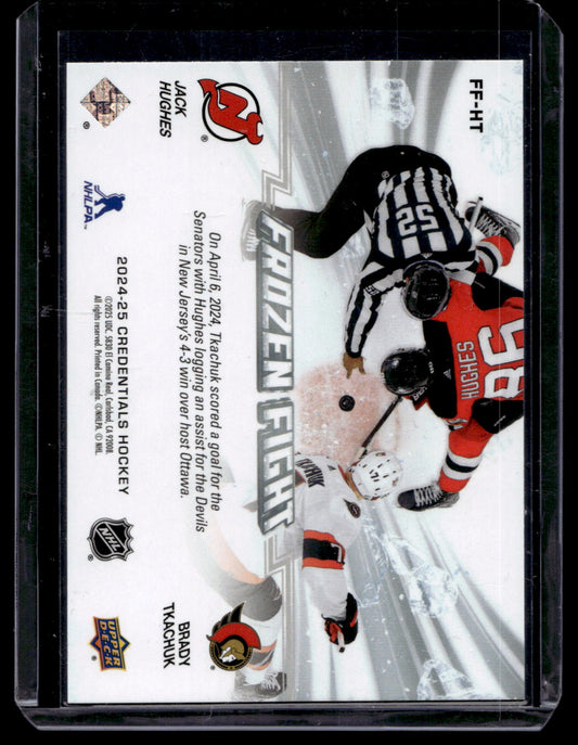 2024-25 Upper Deck Credentials - Frozen Fight - Jack Hughes / Brady Tkachuk #FF-HT