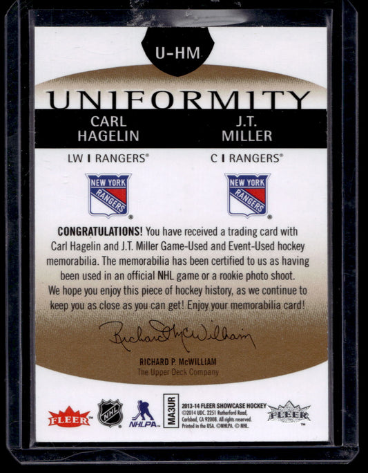 2013-14 Fleer Showcase - Uniformity - Carl Hagelin / J.T. Miller #U-HM RY