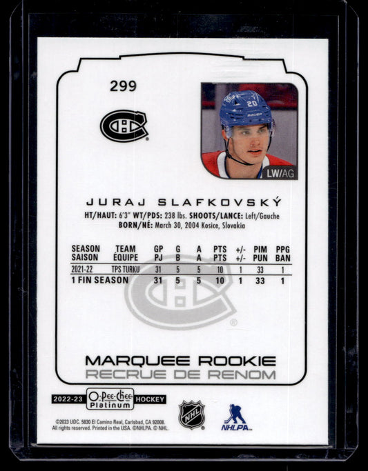 2022-23 Upper Deck OPC Platinum - Marquee Rookies - Juraj Slafkovsky #299 RC