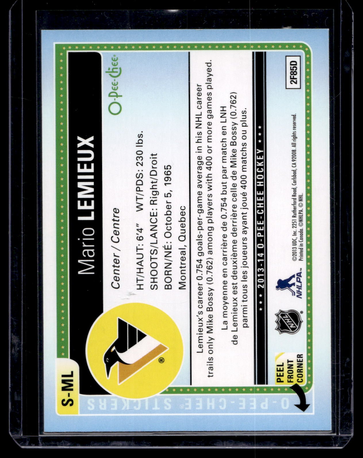 2013-14 O-Pee-Chee - Stickers - Mario Lemieux #S-ML