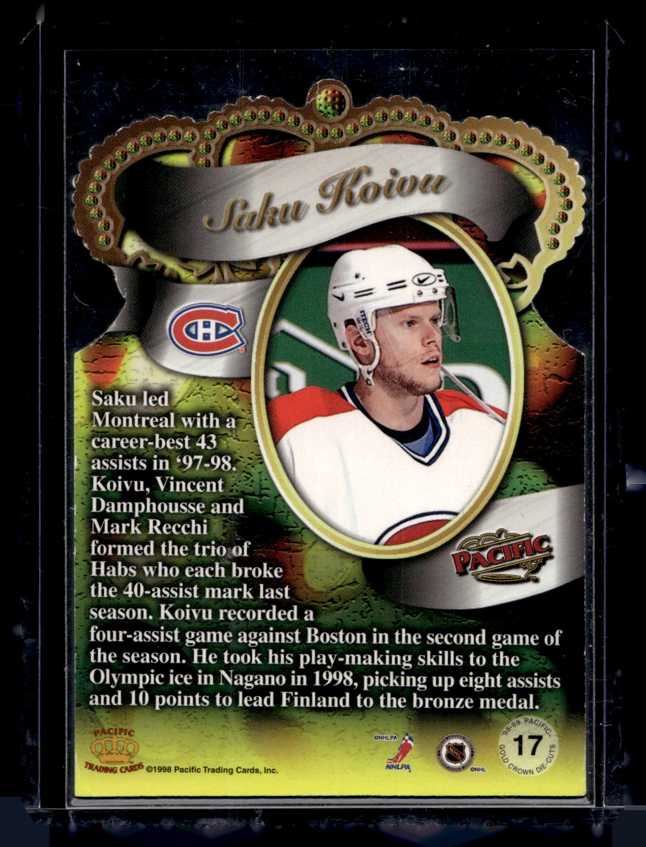 1998-99 Pacific - Gold Crown Die-Cuts - Saku Koivu #17