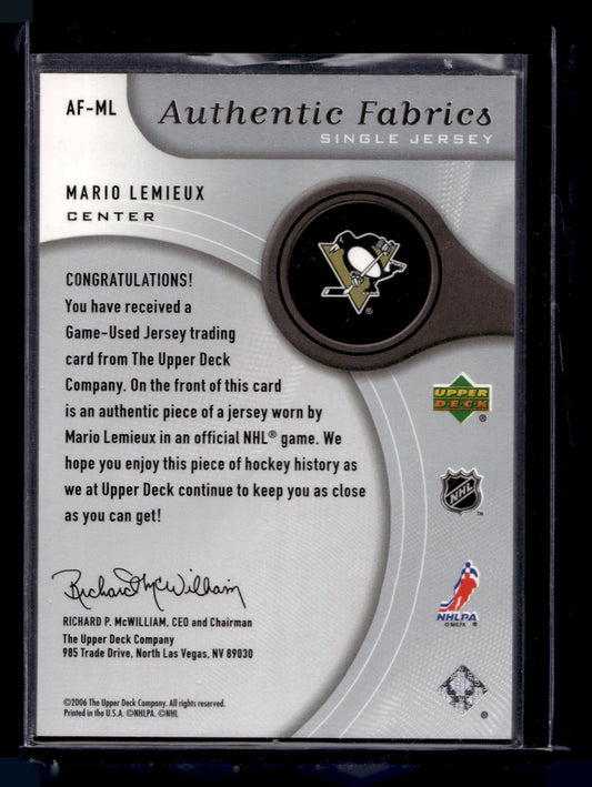 2005-06 Upper Deck SP Game Used Edition - Authentic Fabrics - Mario Lemieux #AF-ML