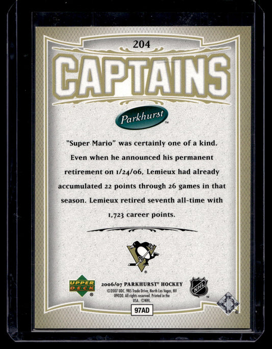 2006-07 Upper Deck Parkhurst - A Salute to Captains - Mario Lemieux #204 /3999
