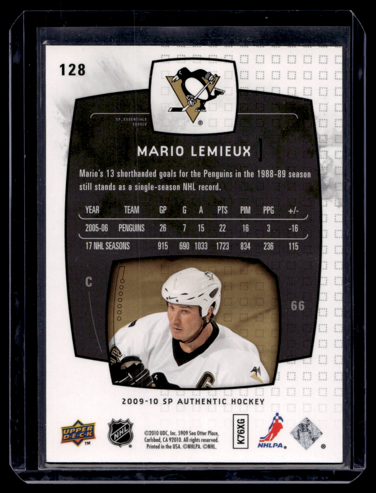 2009-10 Upper Deck SP Authentic - SP Essentials - Mario Lemieux #128 /1999