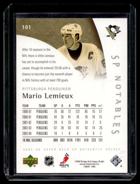 2005-06 Upper Deck SP Authentic - SP Notables - Mario Lemieux #101 /999