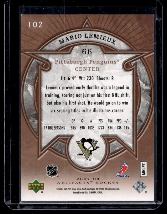 2007-08 Upper Deck Artifacts - Legends - Mario Lemieux #102 /1499