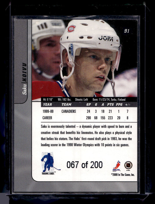 2000-01 In the Game Be A Player Signature Series - Ruby - Saku Koivu #91 /200