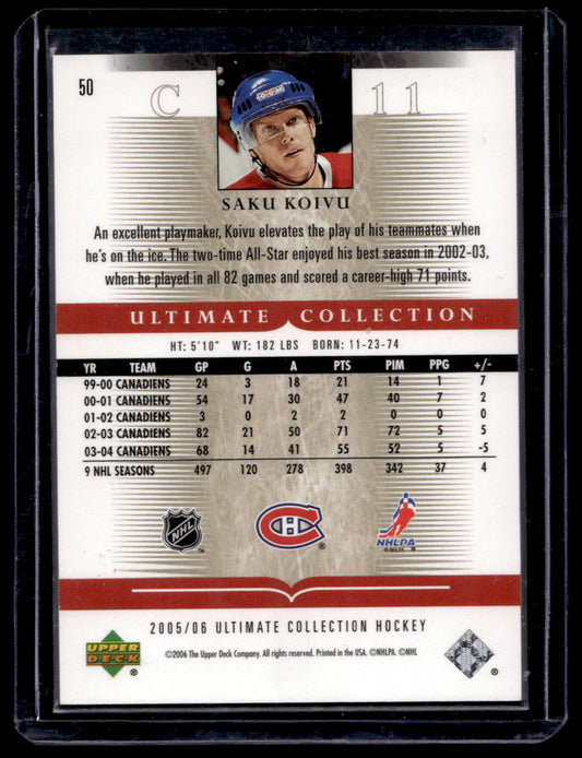 2005-06 Upper Deck Ultimate Collection - Saku Koivu #50 /599