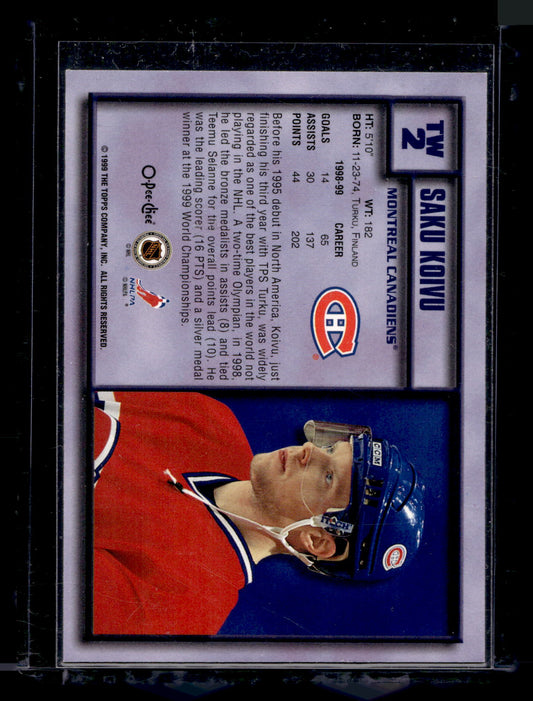 1999-00 O-Pee-Chee - Top of the World - Saku Koivu #TW2