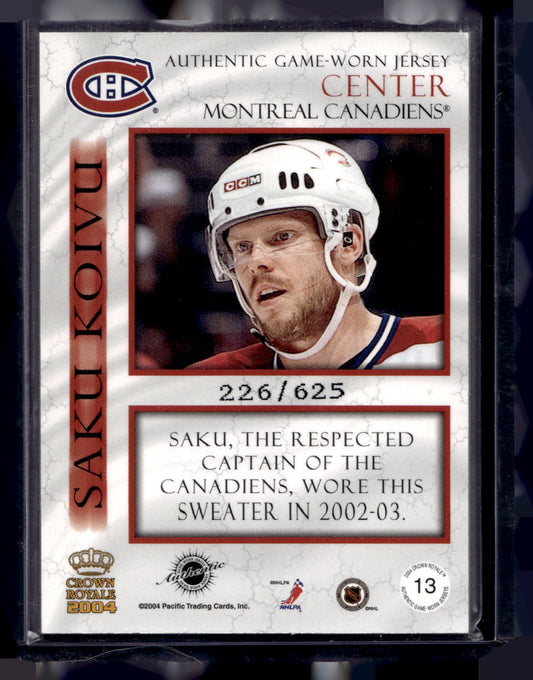 2003-04 Pacific Crown Royale - Authentic Game-Worn Jerseys - Saku Koivu #13 /625