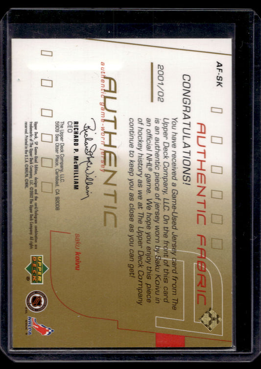 2001-02 Upper Deck SP Game Used Edition - Authentic Fabric - Gold - Saku Koivu #AF-SK /300