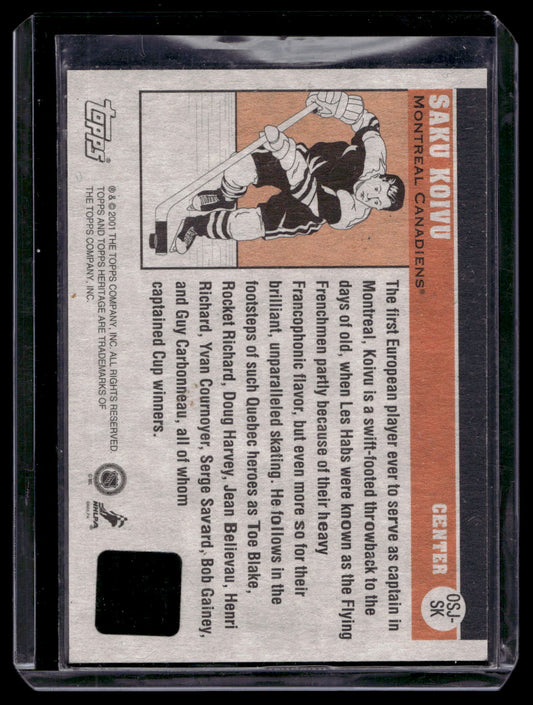 2000-01 Topps Heritage - Original Six Relics - Saku Koivu #OSJ-SK