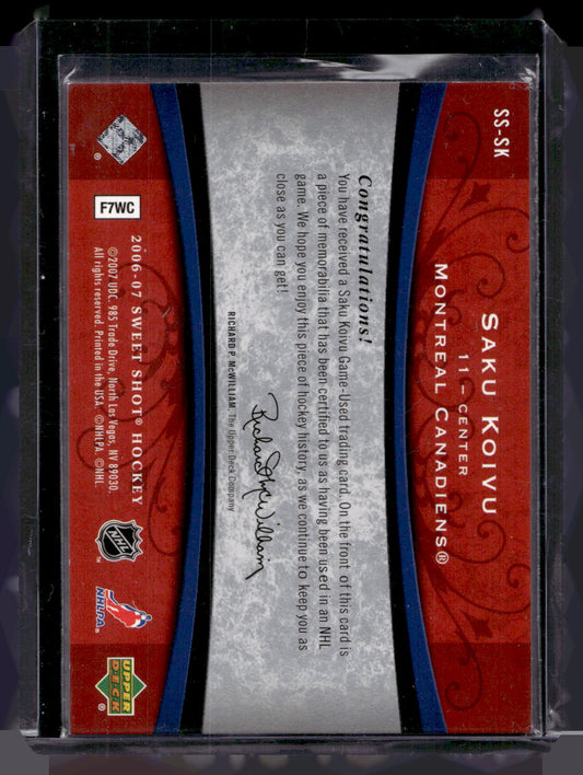 2006-07 Upper Deck Sweet Shot - Sweet Stitches - Saku Koivu #SS-SK /200