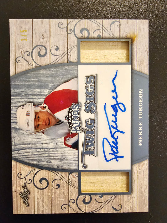 2017-18 Leaf Lumber Kings - Twig Sigs Platinum - Pierre Turgeon #TS-PT1 /5
