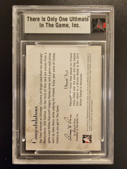2010-11 ITG Ultimate Memorabilia Country of Origin Silver Miikka Kiprusoff / Saku Koivu #11 /24