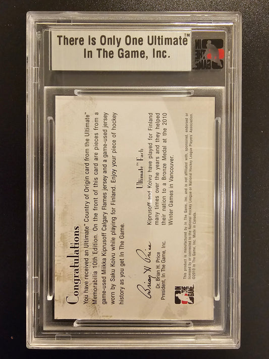 2010-11 ITG Ultimate Memorabilia Country of Origin Silver Miikka Kiprusoff / Saku Koivu #11 /24