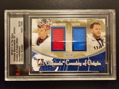 2010-11 ITG Ultimate Memorabilia Country of Origin Silver Miikka Kiprusoff / Saku Koivu #11 /24