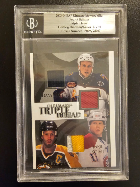 2003-04 In the Game Ultimate Memorabilia 4th Edition - Triple Thread Dany Heatley / Saku Koivu / Joe Thonton /40