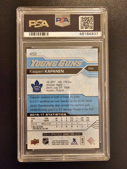 2016-17 Upper Deck - Kasperi Kapanen Young Guns #452 PSA 9 RC