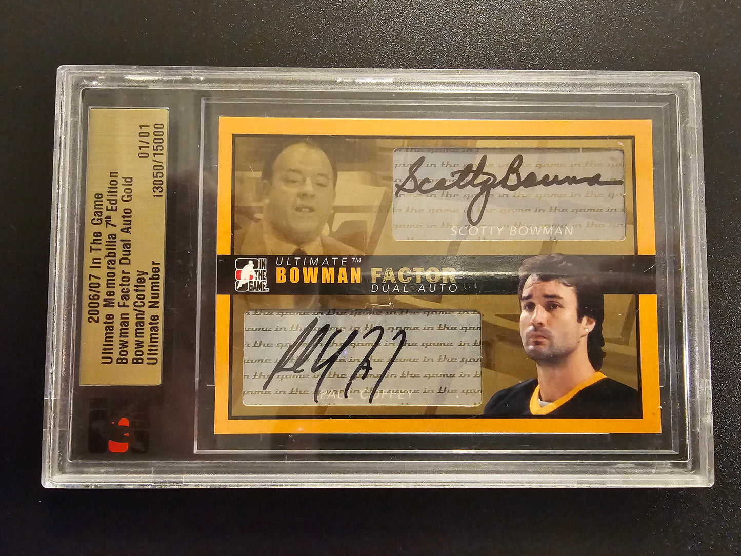 2006-07 In the Game Be A Player Ultimate Memorabilia 7th Edition - Bowman Factor Dual Auto Gold - Scotty Bowman / Paul Coffey 1of1