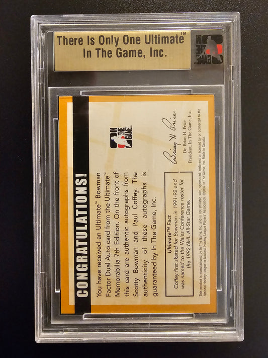 2006-07 In the Game Be A Player Ultimate Memorabilia 7th Edition - Bowman Factor Dual Auto Gold - Scotty Bowman / Paul Coffey 1of1
